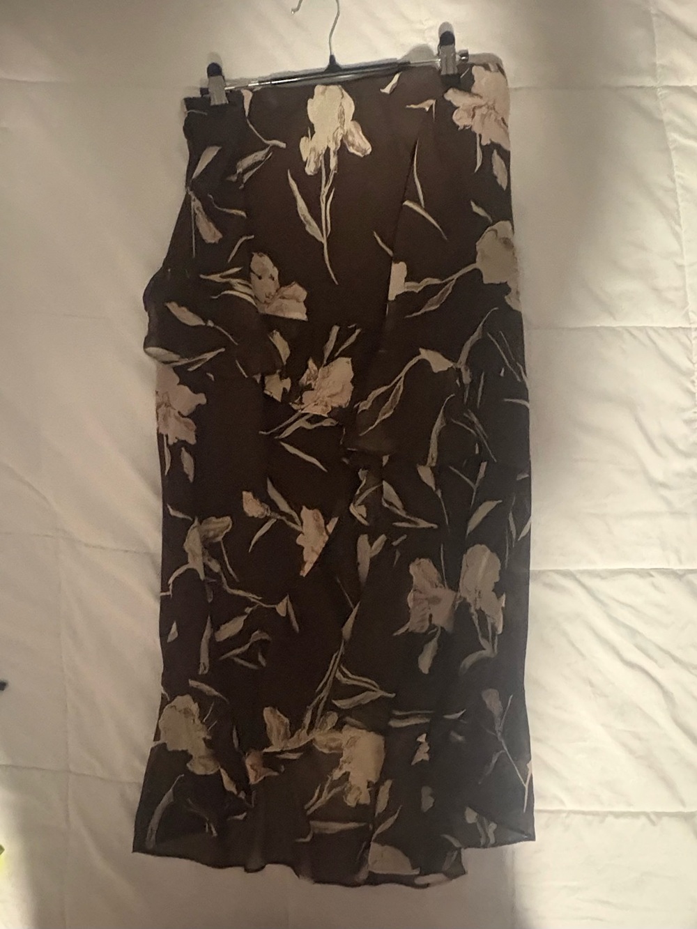 NWT Chaps XL Brown Floral Cascading Ruffle Midi Skirt